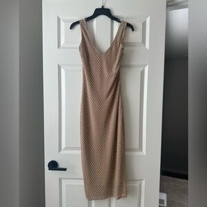 Windsor Lined Mesh Rhinestone Dress in Nude